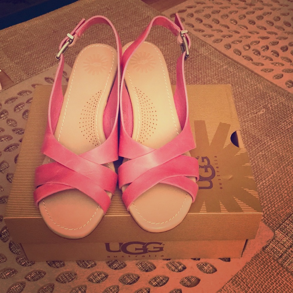 UGG retrostyle polished leather crisscross sandals